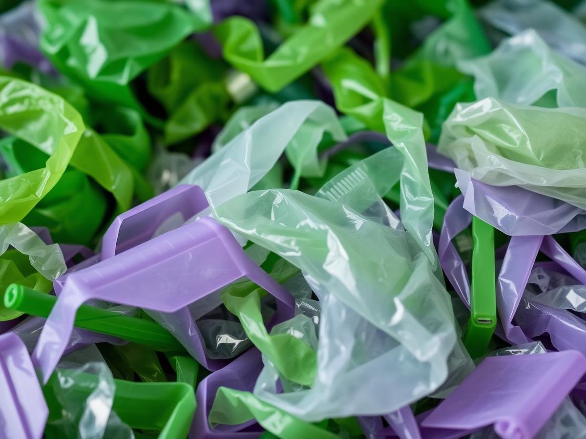 Materiais plásticos separados para reciclagem